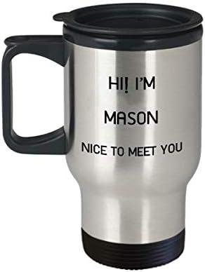 Ben Mason seyahat kupa benzersiz adı Tumbler hediye erkekler kadınlar için 14oz Paslanmaz Çelik