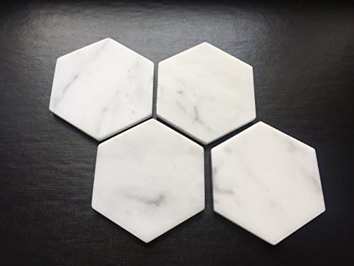 Altıgen Beyaz Mermer Bardak Altlığı İtalyan Beyaz Carrara (4'lü Set )