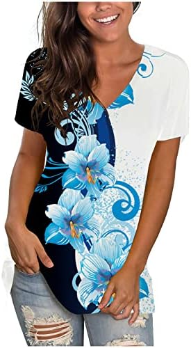 Üst Gömlek Kadınlar için Yaz Sonbahar Kısa Kollu 2023 V Boyun Pamuk Grafik Salonu T Shirt BF BF