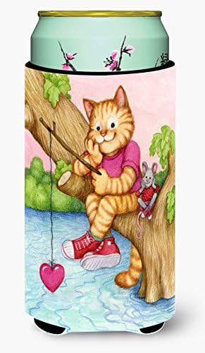 Caroline's Treasures CDCO0320TBC Sevgililer Kedi Balıkçılığı Aşk için Uzun Boylu Çocuk Kucaklayıcı, Soğutabilir Kol