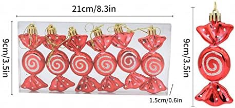 NEARTİME Noel Dekoratif Hediye Kutusu Elektroliz Renkli Şeker Sahne 6 Lolipop Bir Kutu * 2 Taze Noel Çelenk ( Kırmızı,