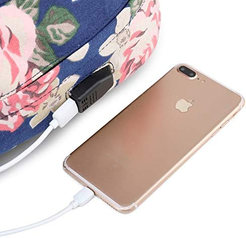USB Şarj Portu İle Forestfısh Dizüstü Sırt Çantaları, Büyük Kapasiteli Hafif Çiçek Baskılı Kolej Bookbag Rahat Sırt