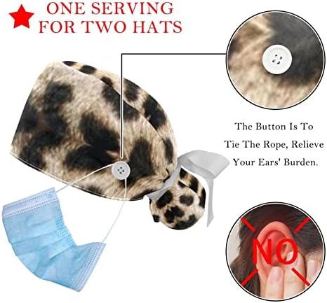 Çalışma Şapka Düğmeleri ve Kurdele Bağları Kadınlar için 2 Paket, Moda Kuş Kafesi Ayarlanabilir Unisex Cerrahi Kapaklar