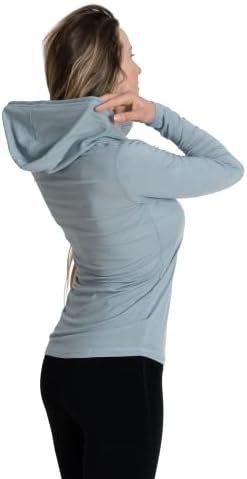 Yünlü Giyim A. Ş. Kadın Merinos Yünü Henley Kapüşonlu Sweatshirt-Ultra Hafif-Fitilleme Nefes Alabilen Koku Önleyici