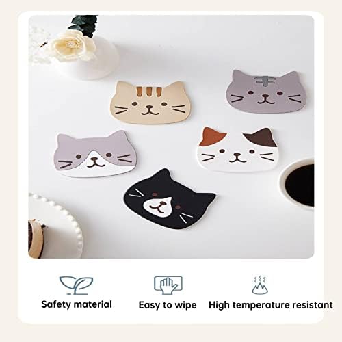 Sevimli Kedi Renkli Silikon Bardak 5 Set, Kawaii Kedi Şekilli Bardak Kedi Severler için doğum günü hediyesi, komik