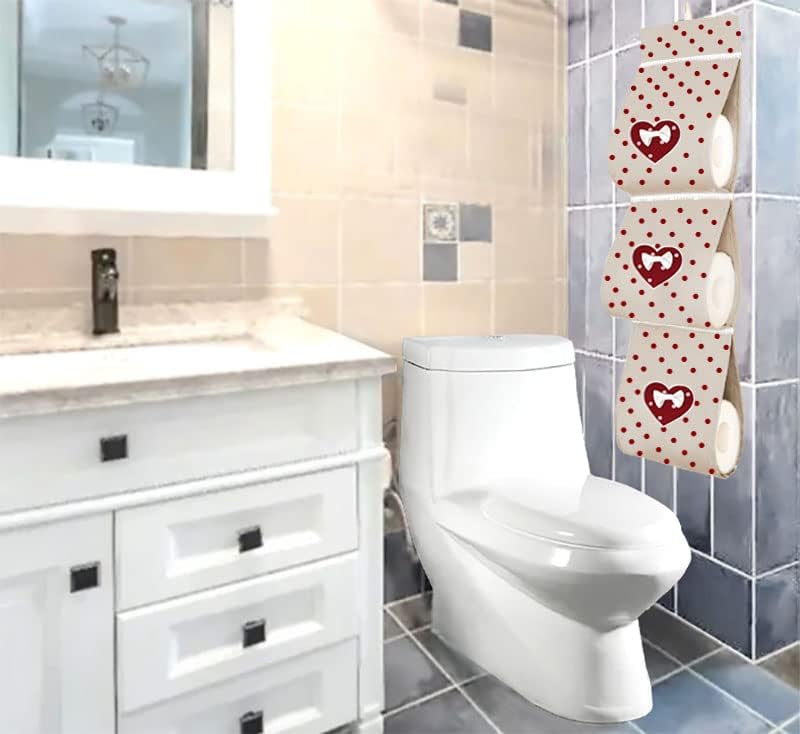 Güzel Kişiselleştirilmiş Tuvalet Kağıdı Tutucusu, Banyo Dekoru,Kalple Süslenmiş, Beyaz Nokta, Kırmızı Kafes: Renk,