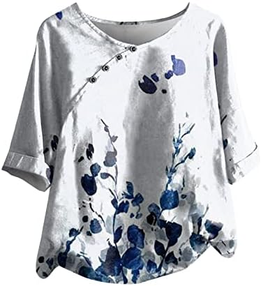 Bluz Tee Genç Kızlar için Kısa 1/2 Kollu %2023 Pamuk Crewneck Çiçek Grafik Gevşek Fit Rahat Fit Tüy Tshirt