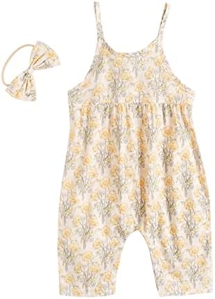 Yenidoğan Toddler Kız Yaz Çiçek Baskı Tulumlar Romper Bodysuit Karikatür Ağaç Dalları Bebek Kız Giysileri