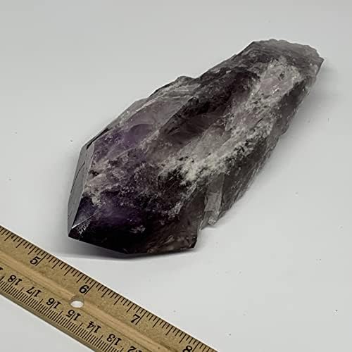 WatanGems 520 Gram, 7.2 x 2.8 x 1.5 Doğal Ametist Noktası Kristal üst Kısmı Cilalı, alt Kısmı Kaba Mineral Örneği,