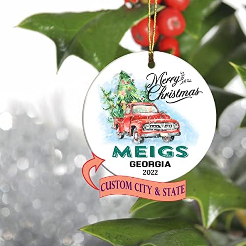 Merry Christmas 2022 Süs Ağacı Meigs Georgia Eyaletinde Yaşayan ilk 1. Tatil Süs Özel Şehir Devleti - Hatıra Hediye