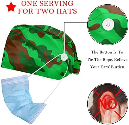 2 Paketleri Çalışma Kap Düğmesi ve Ter Bandı ile Ayarlanabilir Kabarık Şapka Kravat Geri Erkekler Kadınlar için Yaprak