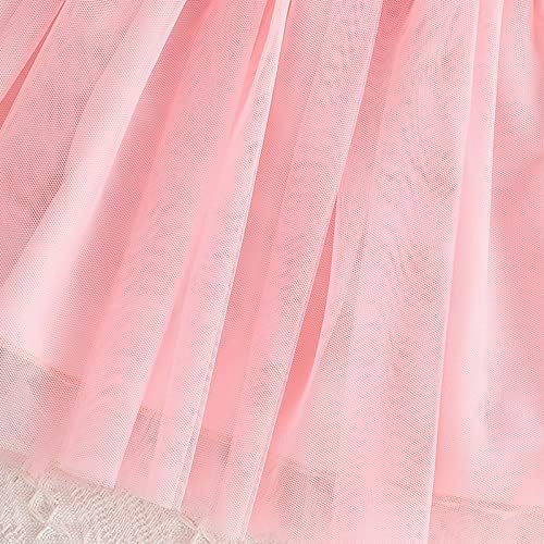 KAGAYD Kızlar Yaz Elbise Toddler Kız Fly Kol Çiçek Baskılar Tül Prenses Elbise Dans Parti Elbise Giyim (Pembe, 18-24