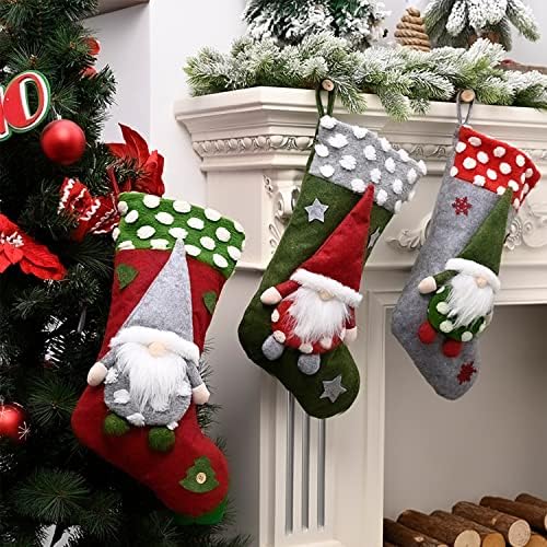 Mauts-ınus 20 kırmızı Noel Süslemeleri Çorap, Cüceler Noel Süslemeleri Çorap, Hediye Kutusu Mantel Dekorasyon Parti