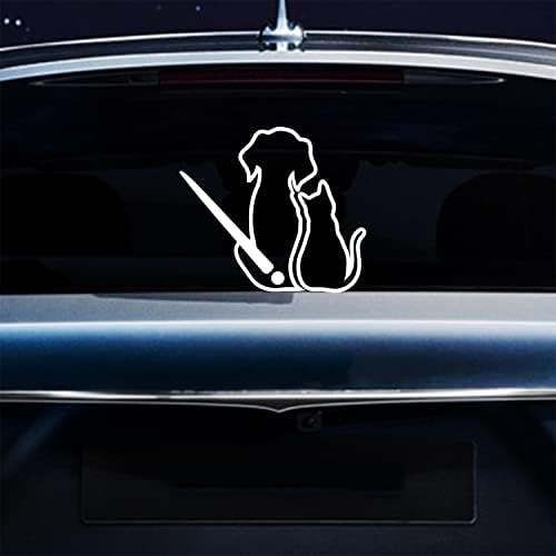 Iprokiu Köpek ve Kedi Arka Silecek Sticker Araba Karikatür Hayvan Komik Köpek Hareketli Kuyruk Sallayarak Silecek