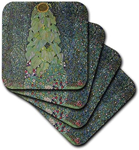 3dRose CST_126485_3 Ayçiçeği Gustav Klimt Seramik Karo Bardak Altlığı, 4'lü Set
