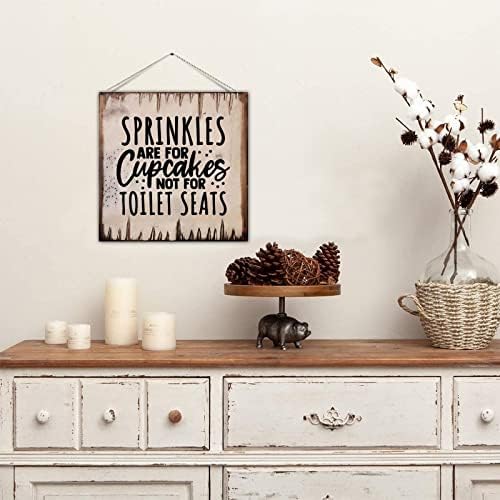 Komik Banyo Palet İşareti Sprinkles Cupcakes içindir Klozetler için Değil Retro Ahşap hoş geldin yazısı Duvar Asılı