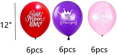Mutlu Anneler Günü Partisi Süslemeleri Kırmızı Parıltı Mutlu Anneler Günü Afişi Artı Kek Topper Cupcake Topper ve