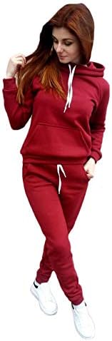 Egzersiz Hoodie Setleri Kadınlar için 2 Parça Kıyafetler Uzun Kollu Kazak Tişörtü ve Sweatpants Rahat Salon Koşu
