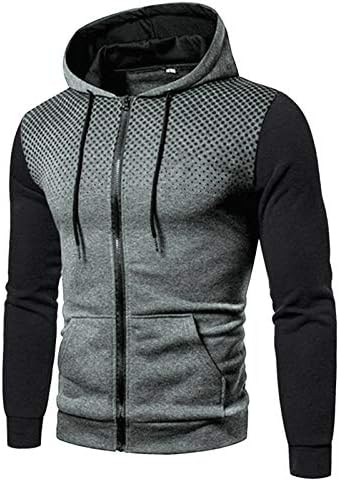 FSAHJKEE Mens Programı Ceket, Kış Sıcak Palto Kapitone Kapüşonlu Puantiyeli Athleisure Spor Takım Elbise Düzenli