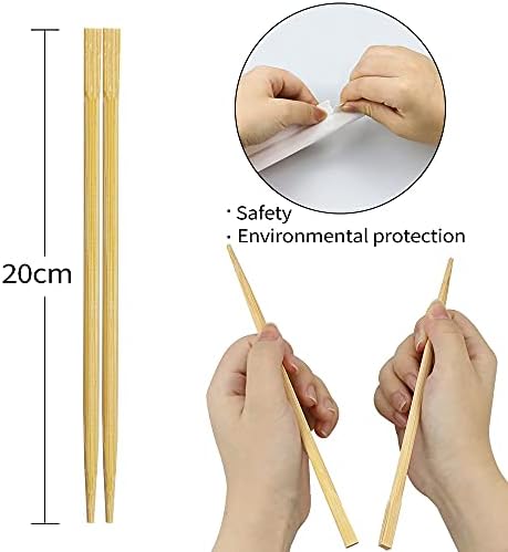 ISUSSER 100 Çift Bambu Yemek Çubukları, Ayrı Ayrı Sarılmış Premium Tek Kullanımlık Ahşap Yemek Çubukları