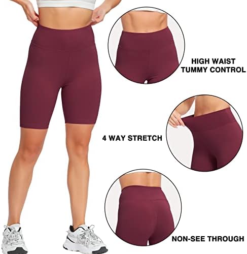 SanAogo Yüksek Waisted Biker Şort Kadınlar için Tereyağlı Yumuşak Egzersiz Atletik Yoga 8 Şort 3 Paket