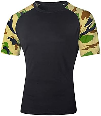 Kyısoy erkek Kısa Kollu Kamuflaj Baskı T-Shirt Rahat Raglan Tee Gömlek Ekip Boyun Hipster Gömlek Yaz Tees Tops