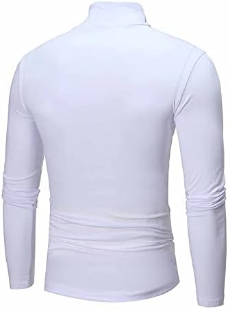 Erkek Balıkçı Yaka Üst Slim Fit Katı Taban Kazak Rahat Uzun Kollu İç Çamaşırı Üstleri Erkek Rahat Nefes Bluz T-Shirt
