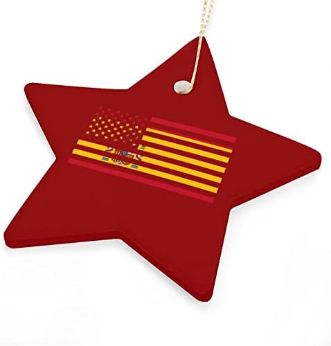 Ispanya Amerikan Bayrağı Seramik Hatıra Yıldız Noel Süslemeleri Noel Ağacı Asılı Süsleme Desenli Noel Süsler