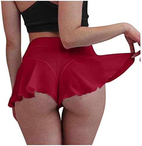Ruffled Pantolon Bikini Mini Yüksek Sıkı Şort Kadın Dans Kutup Bel Pantolon Yaz Bayan Koşu Şort Sıkı Tayt
