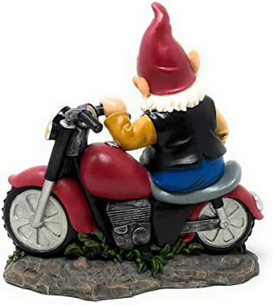 Doğanın İşareti Motosiklet Biker Gnome Poz ile Harley Reçine Heykeli Heykelcik Ev Dekoratif Accent Décor (9.45 H)