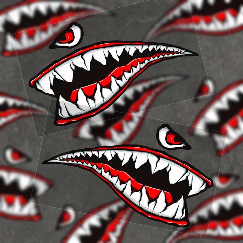 IRONSKY Köpekbalığı Ağız Diş Die-Cut Vinil Etiketler Çıkartmaları(3.9-5.9 -7.9 -2 Çift) yansıtıcı Grafik Sticker