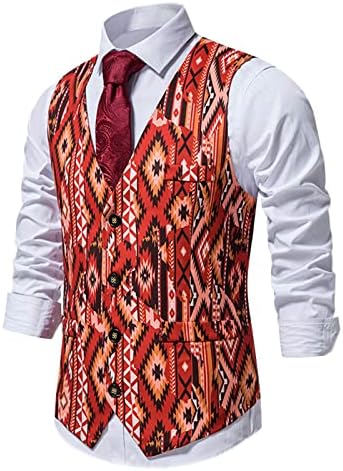 Kışlık ceketler Hood ile Erkekler için Erkek Geometrik Baskılı Takım Elbise Yelek Düğün Parti Düğmeli Ceket Kış Erkek